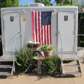 2 Stall Restroom trailer with American Flag