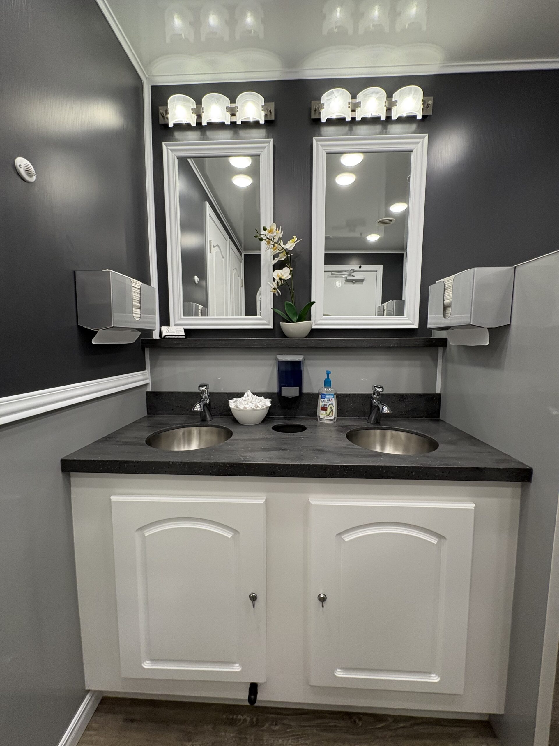 Second interior angle with sinks and countertop