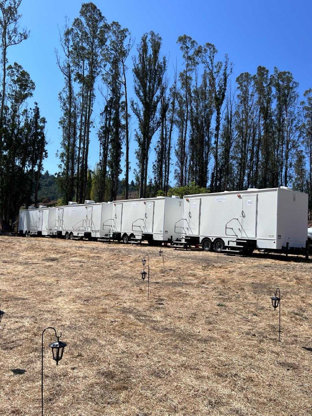 Eight Stall restroom trailer interior vanity and mirrors
