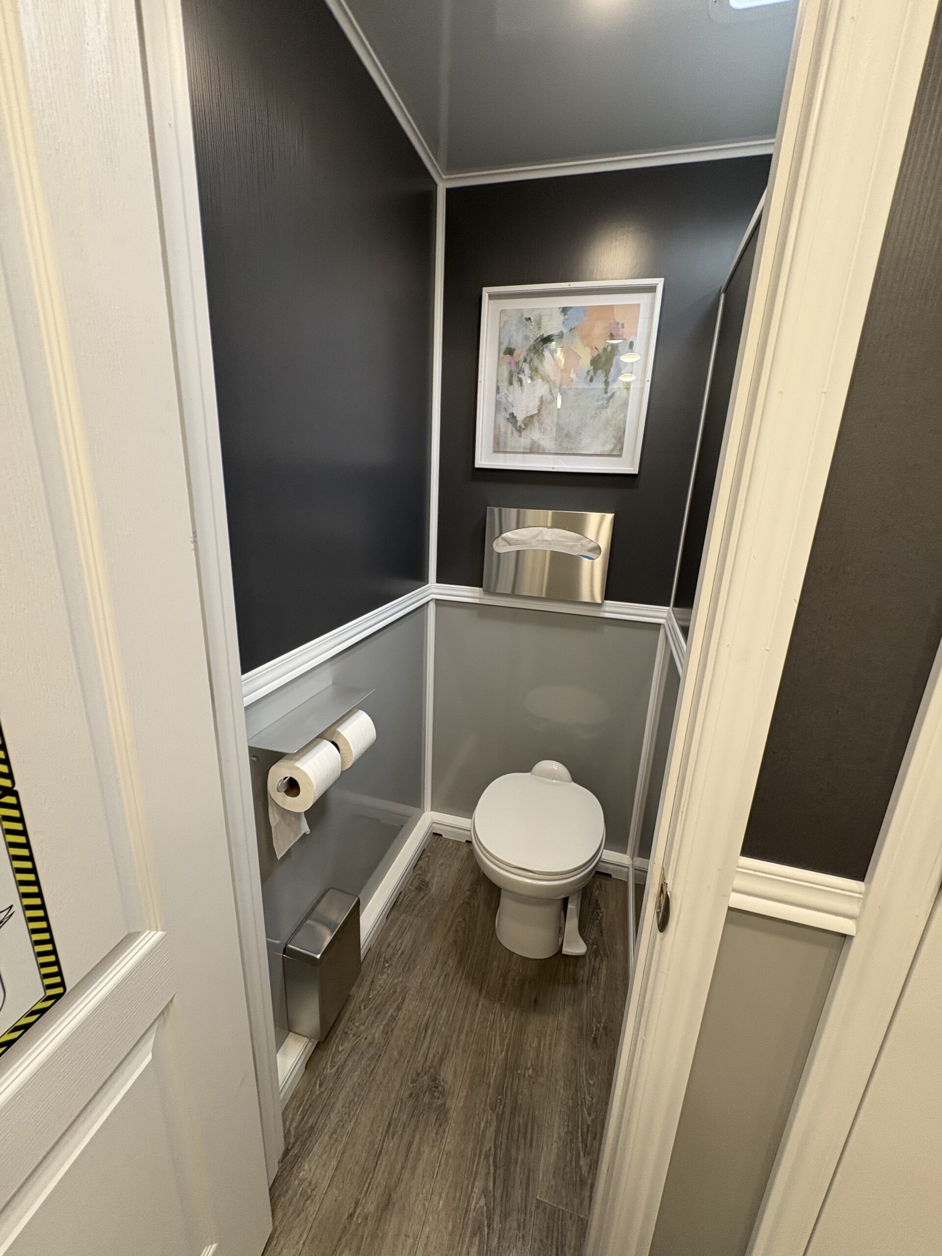 Ten Stall Cottage restroom trailer interior vanity and lighting