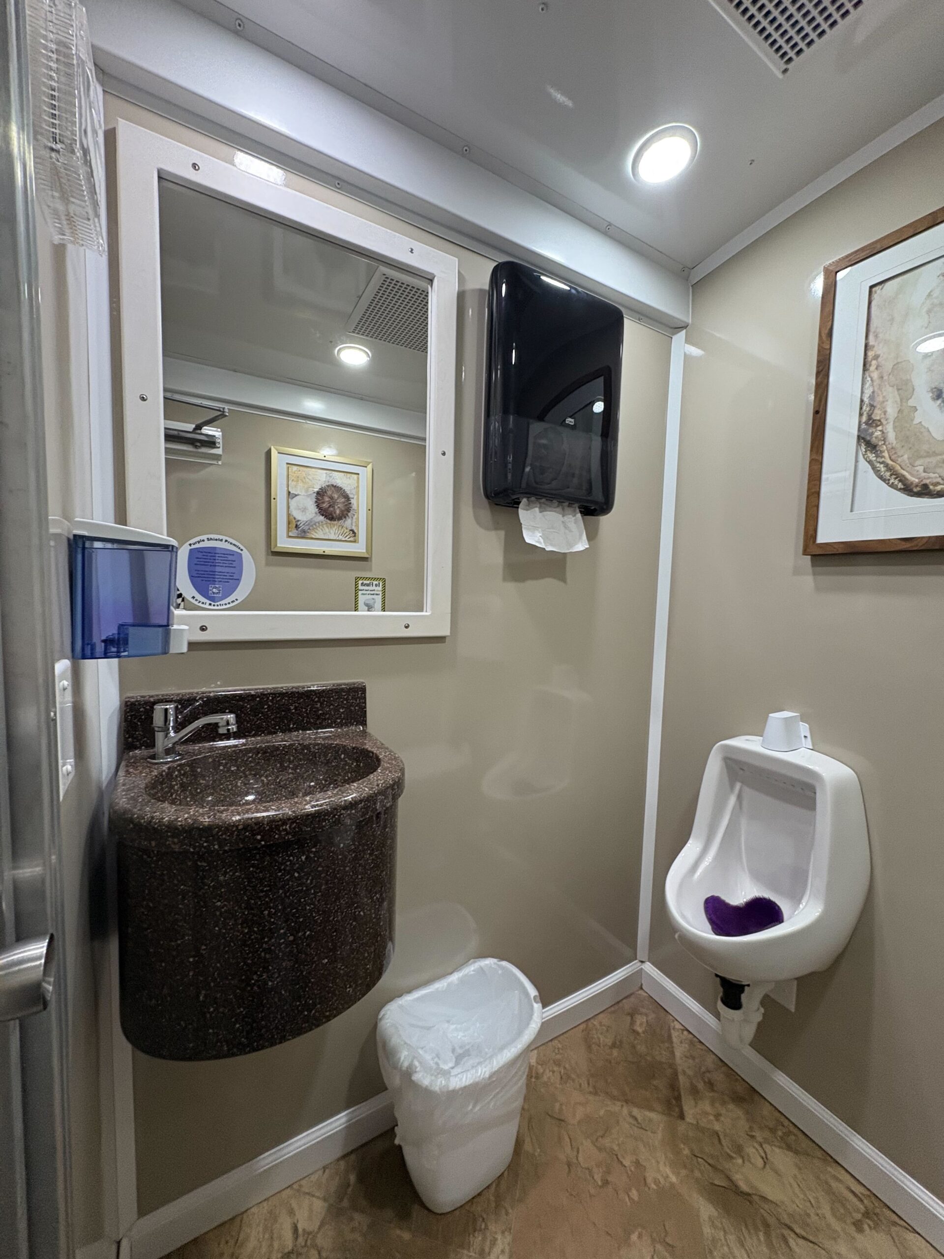 Single Stall restroom trailer interior with vanity