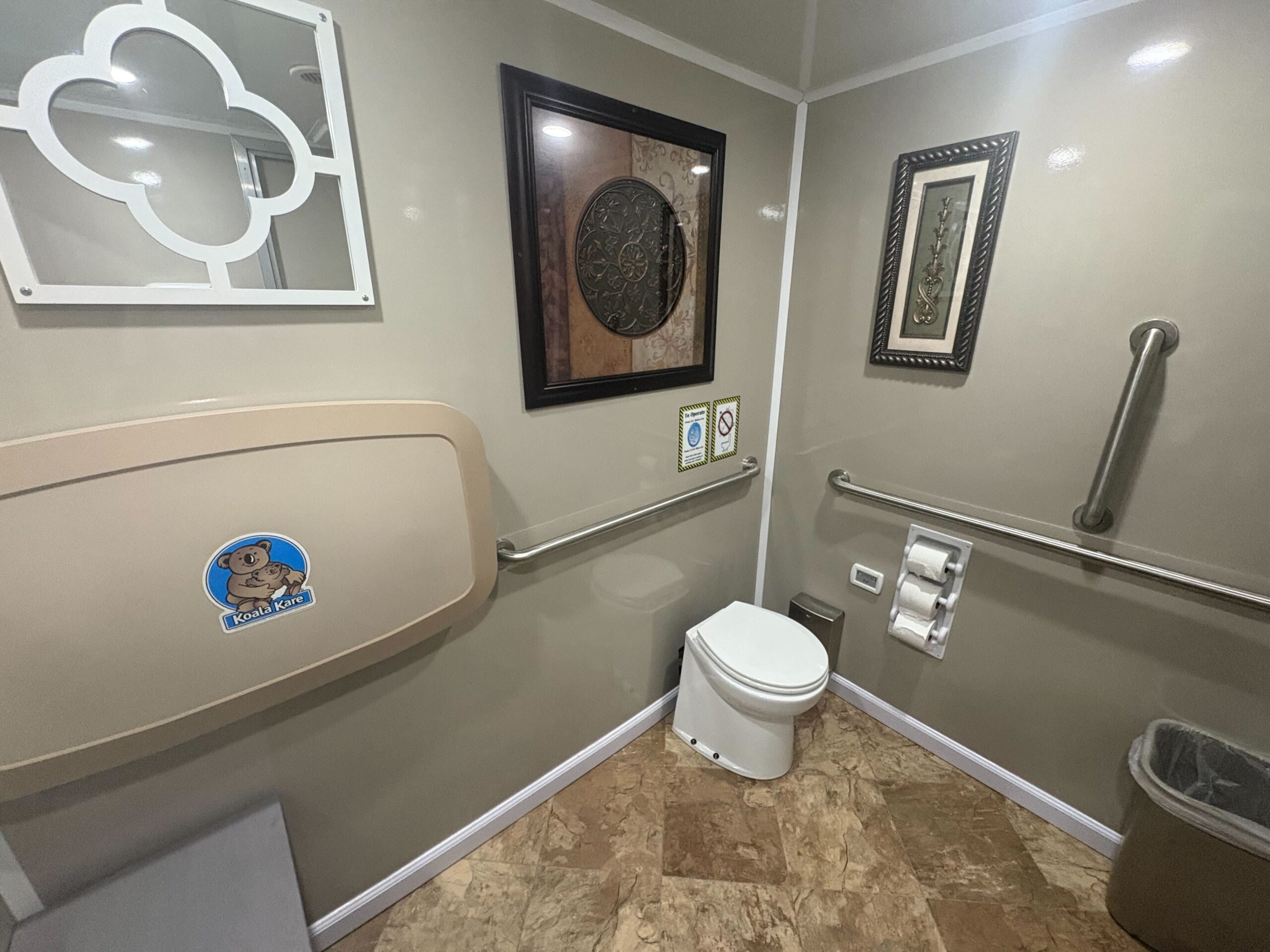 ADA restroom stall door and grab bar detail