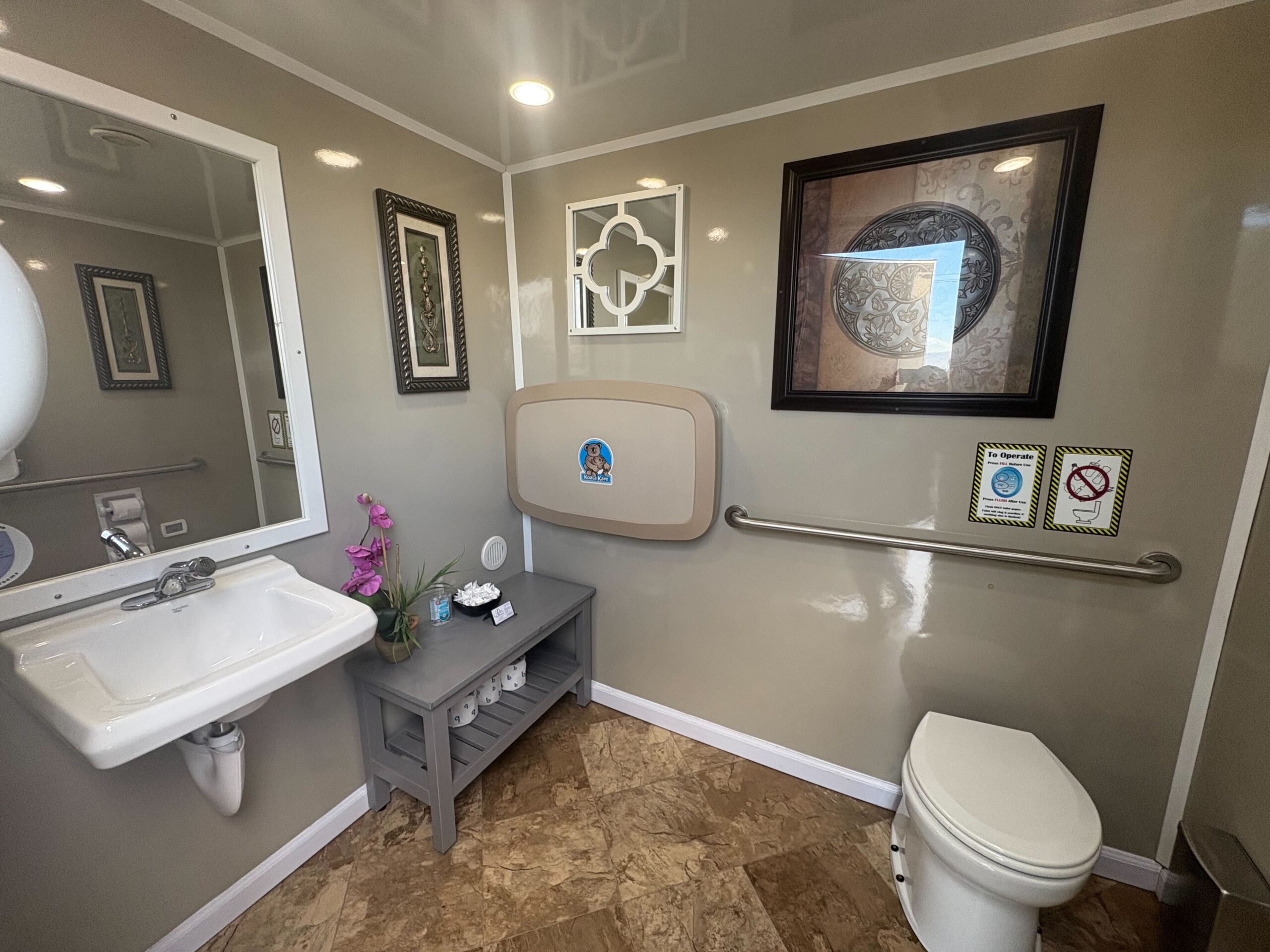 ADA restroom interior wide-angle view