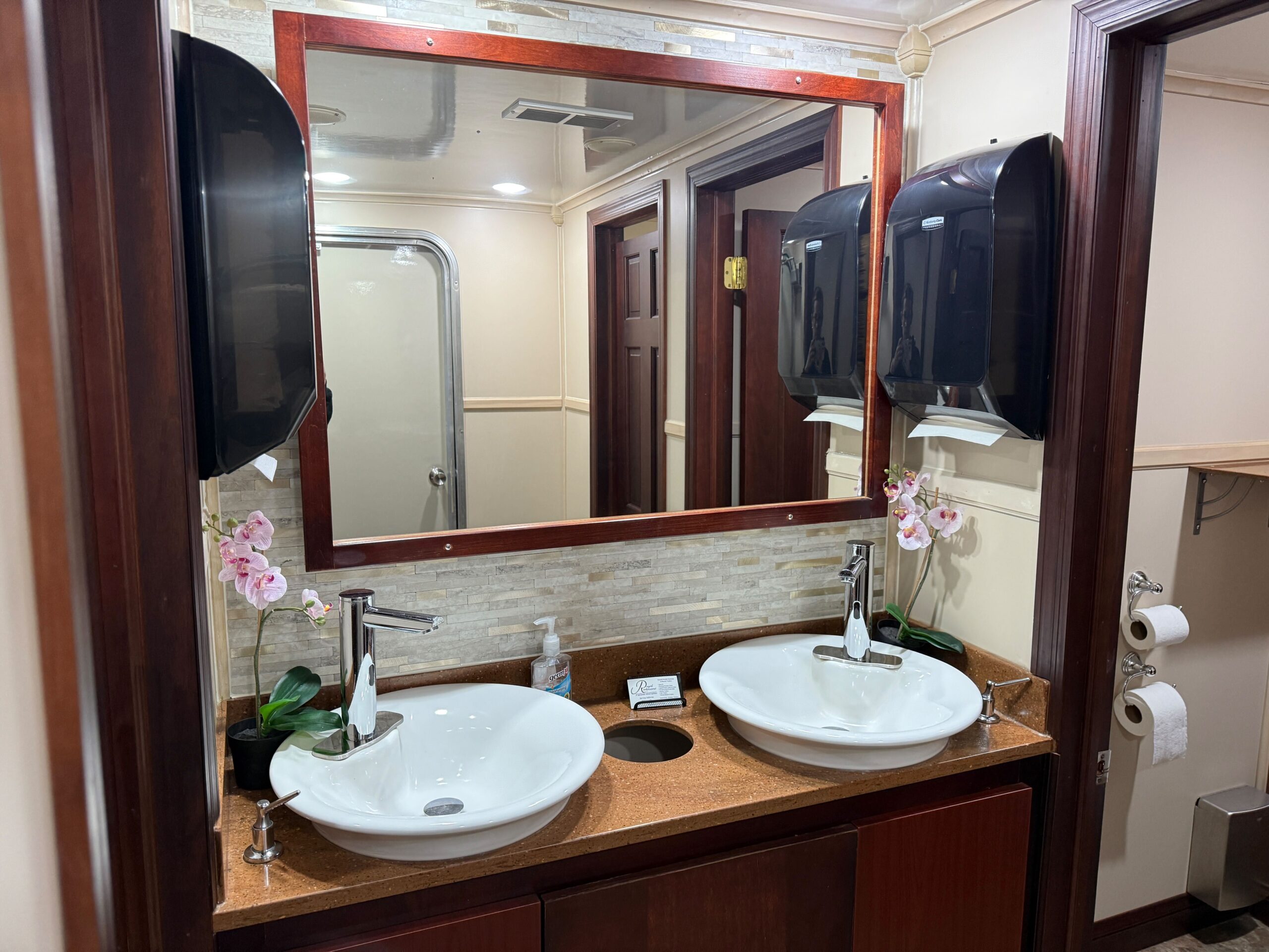 Signature Ten Stall luxury restroom trailer exterior night view
