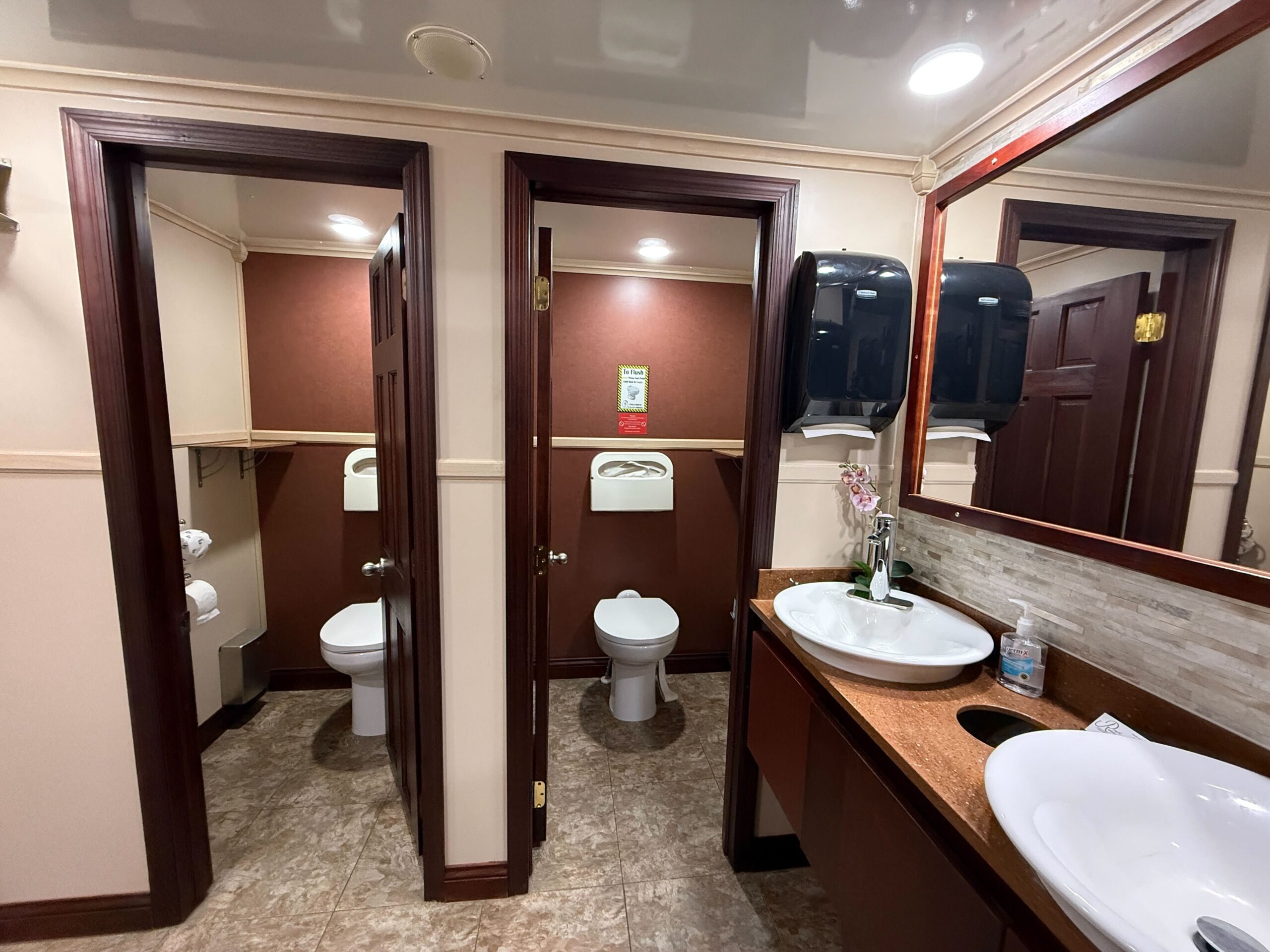 Signature Ten Stall restroom trailer interior lighting detail