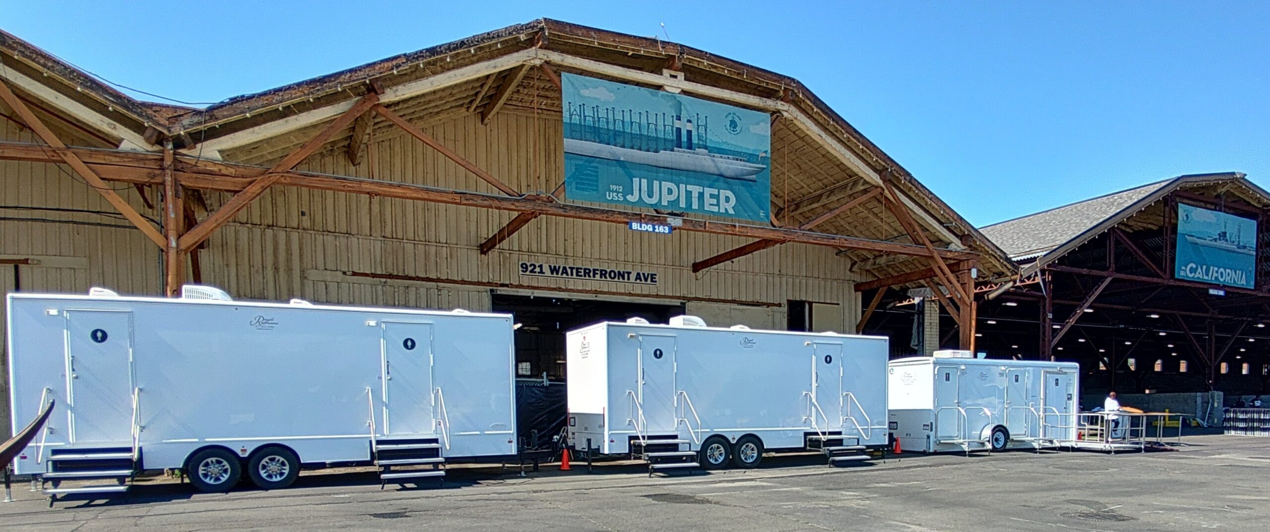 Ten Stall Cottage restroom trailer exterior near venue
