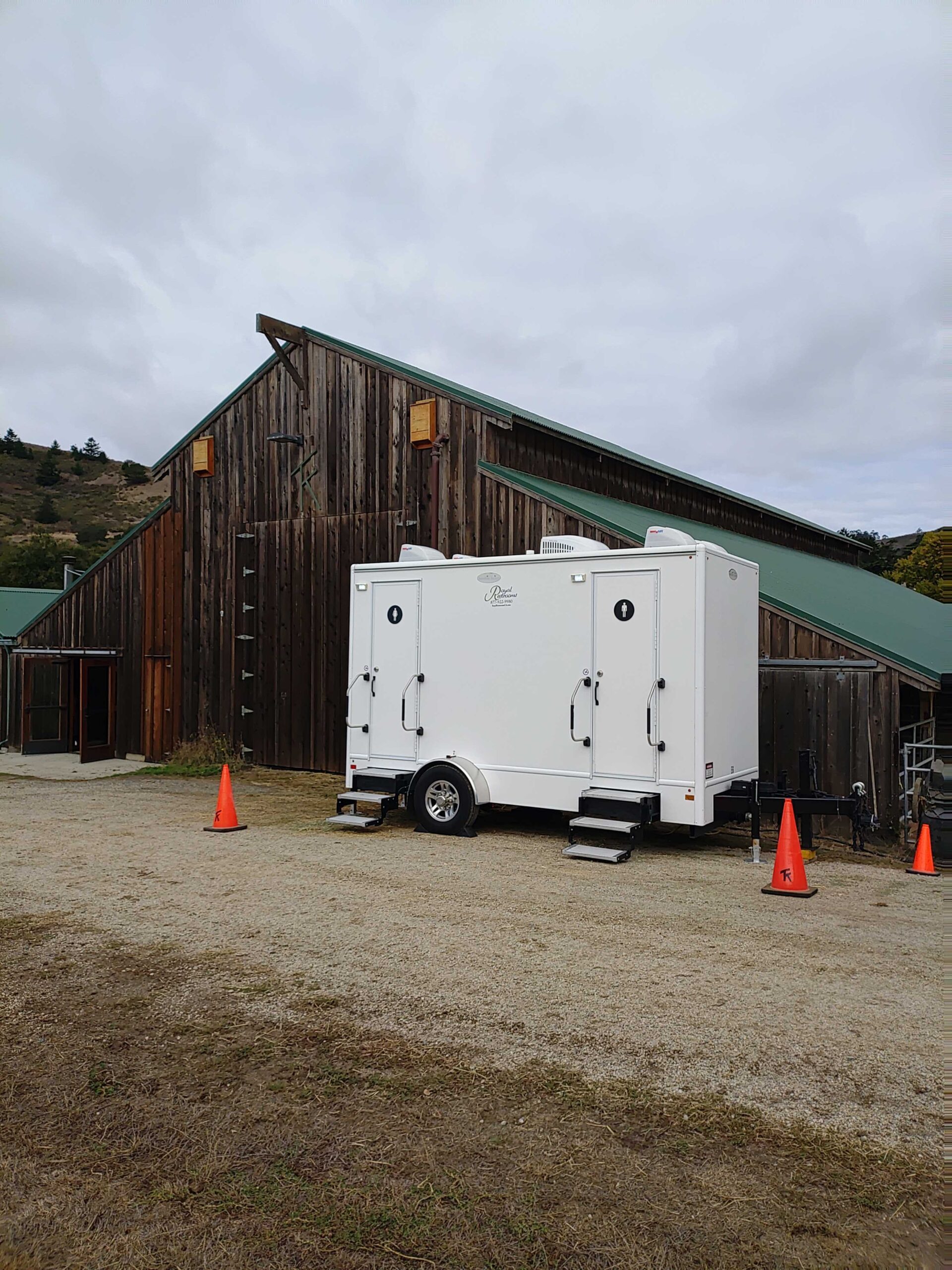Four Stall restroom trailer exterior at venue