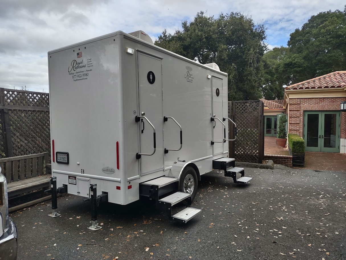 Four Stall restroom trailer interior detail