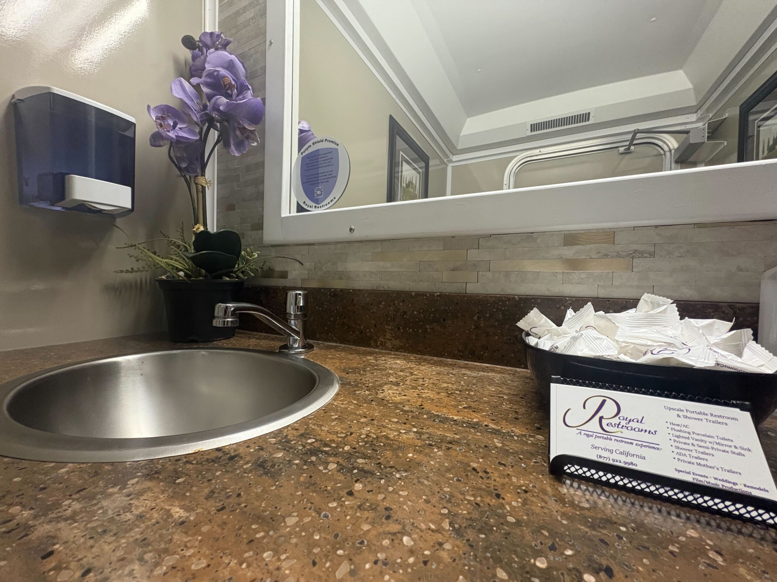 Royal Restrooms premium restroom trailer interior lighting and finishes